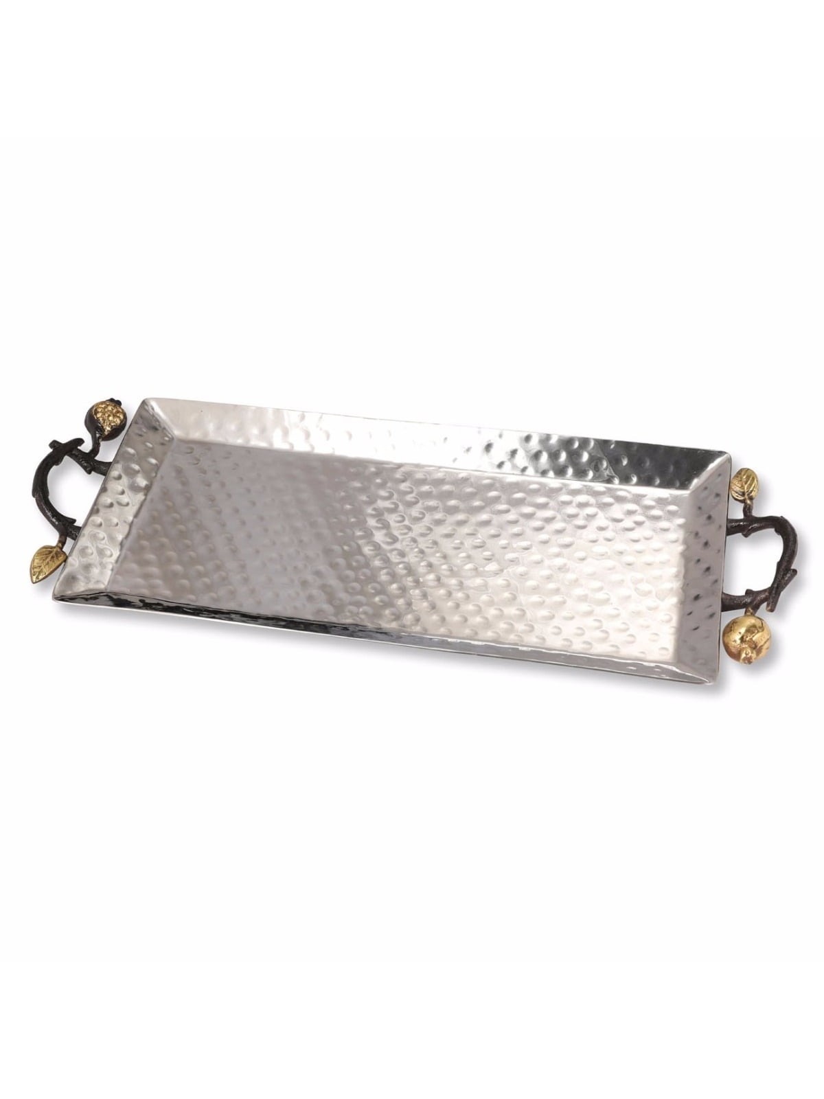 Yair Emanuel Hammered Candlesticks Tray - Pomegranates